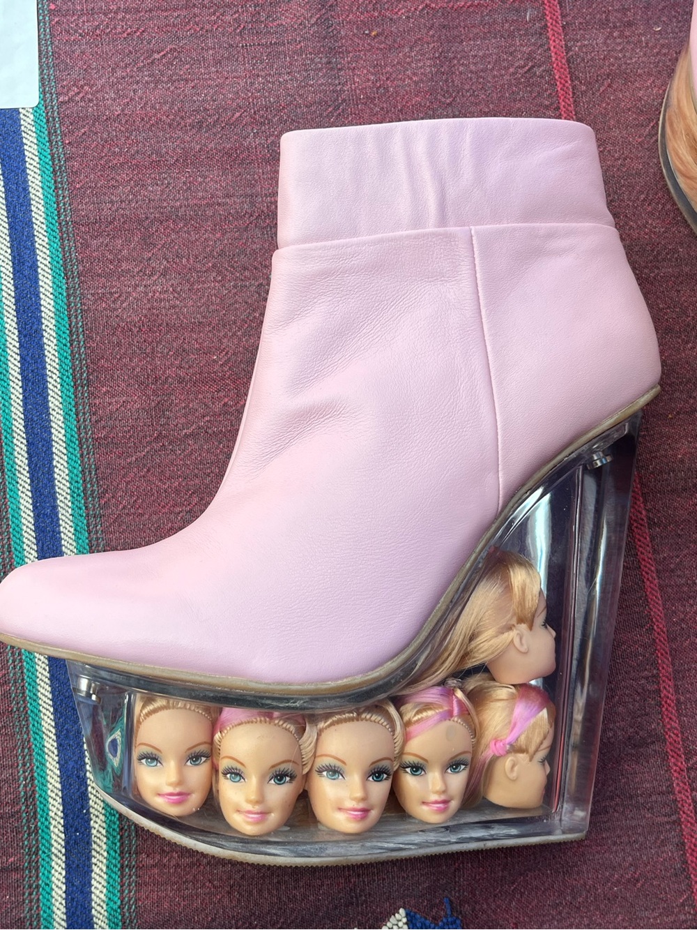 Vintage Jeffrey Campbell ICY Barbie head pink leather booties 9M